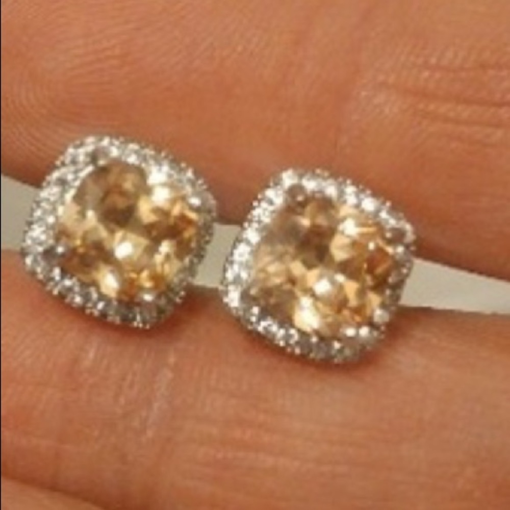 L21-HR SALE!8K Gold Princess Cut Morganite Champagne Topaz C - Picture 8 of 10